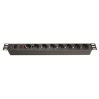 Блок розеток для 19" шкафов, 8 розеток Schuko, выключатель DKC R519SH8OPSHC14